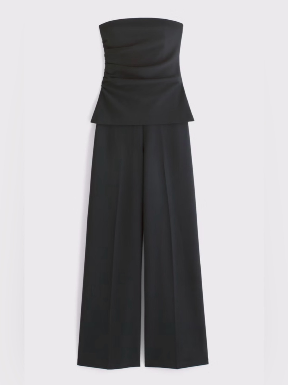 Thirty Thirty NWT Strapless Elegant Black Wide Leg Peplum Top Jumpsuit Sz M